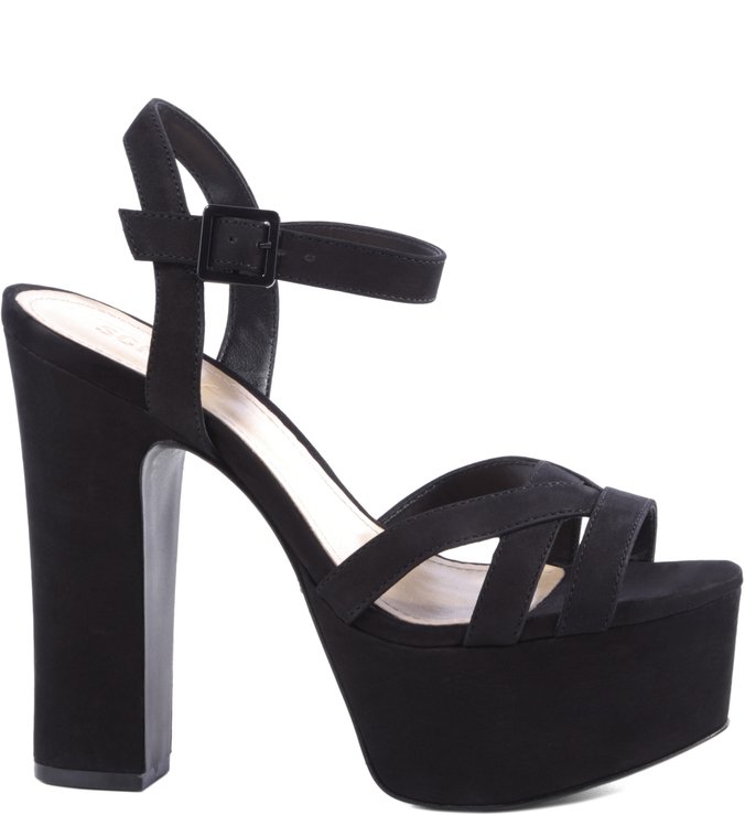 Sandália Block High Heels Black