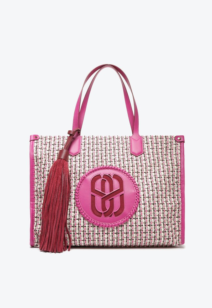 Bolsa Tote Grande Breeze Tecido Tweed Rosa