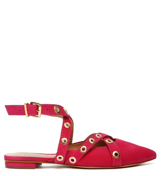 Sapatilha Bico Fino Tachas Pink