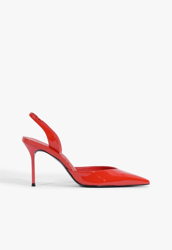 Pump Lora Couro Vermelho