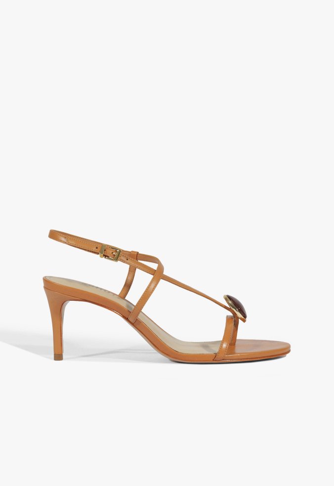 ナルサン Sandália Salto Médio Azure Couro Laranja | Schutz