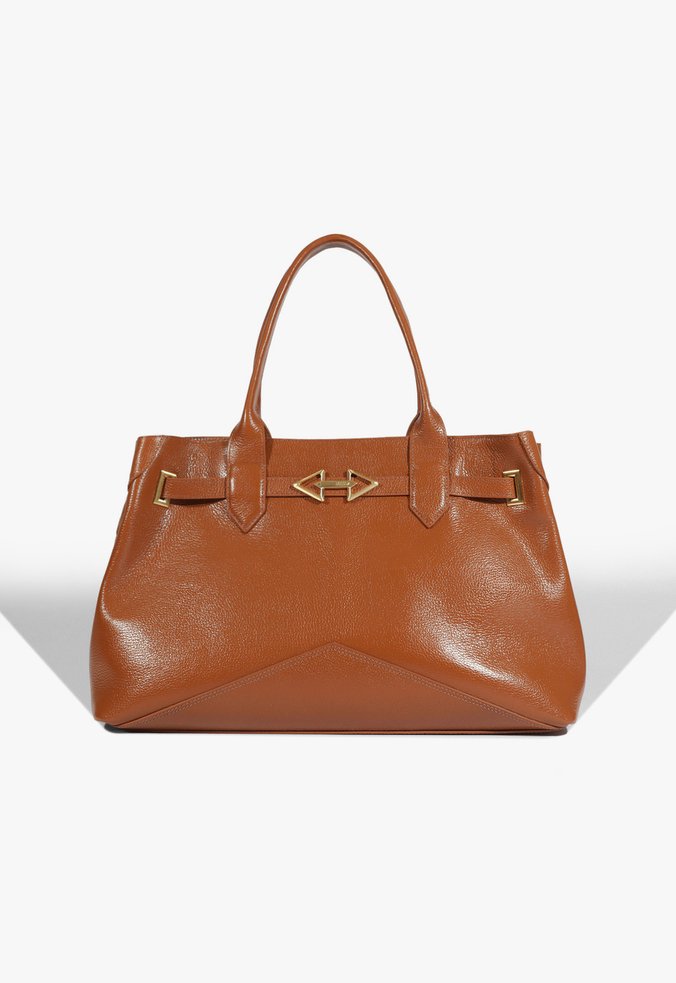 Bolsa Tote Sally Grande de Couro Marrom