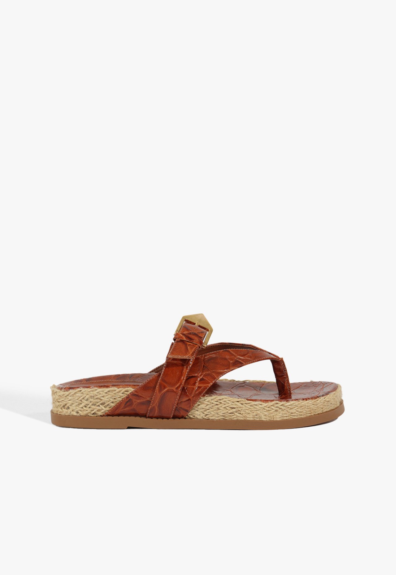 Sandália Papete Scalea Couro Croco Marrom | Schutz