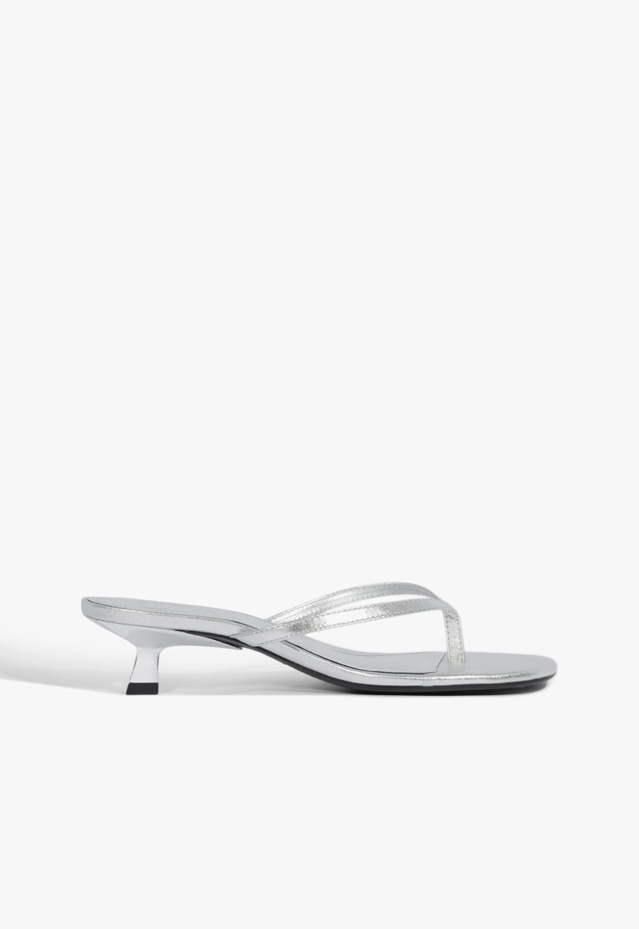 Tamanco Tiras Salto Baixo Couro Prata | Schutz