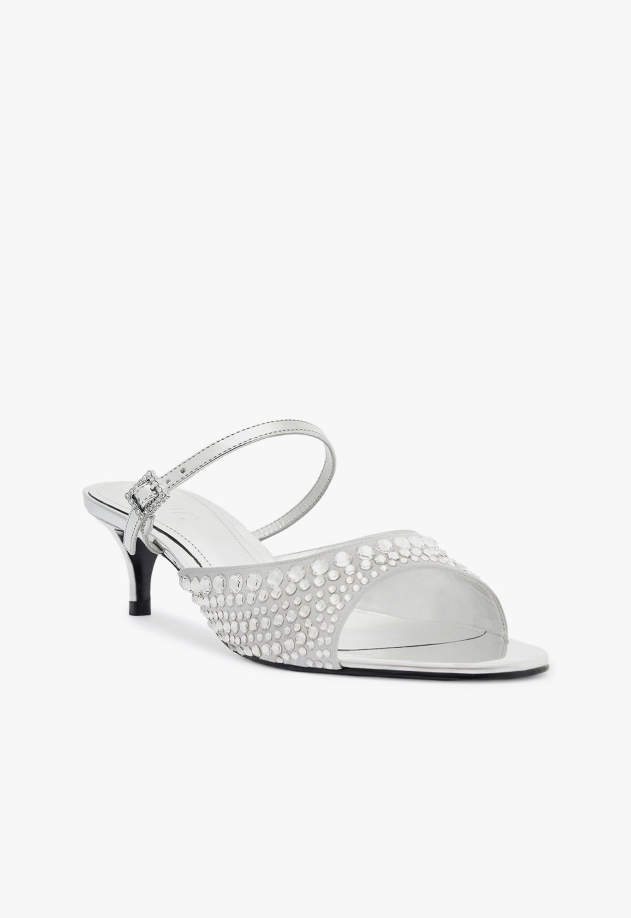 Tamanco Louise Low Tecido Prateada Crystal by Swarovski | Schutz