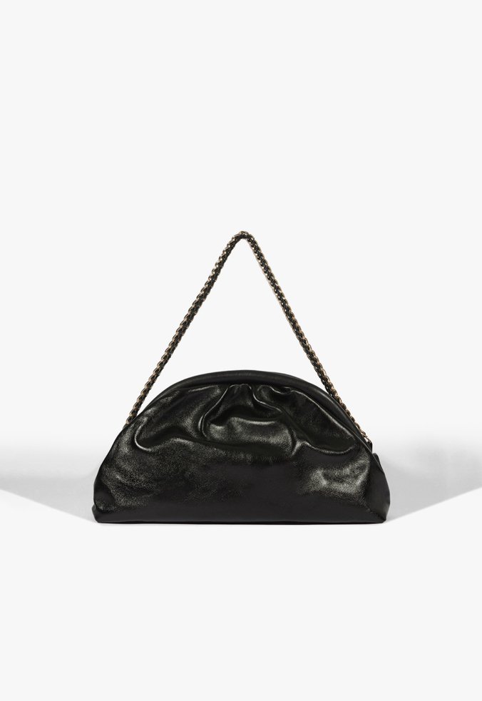 Bolsa Pouch Grande Buzz Couro Preta