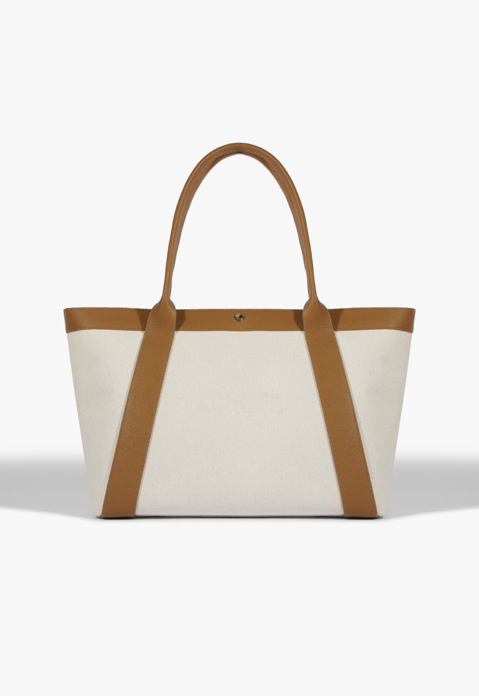 Bolsa Shopping Lona Couro Preta