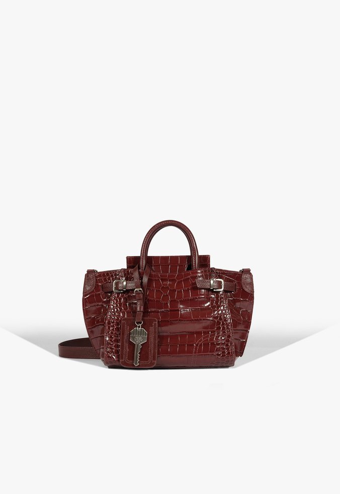 Bolsa Mini Tote Heaven Couro Croco Vinho