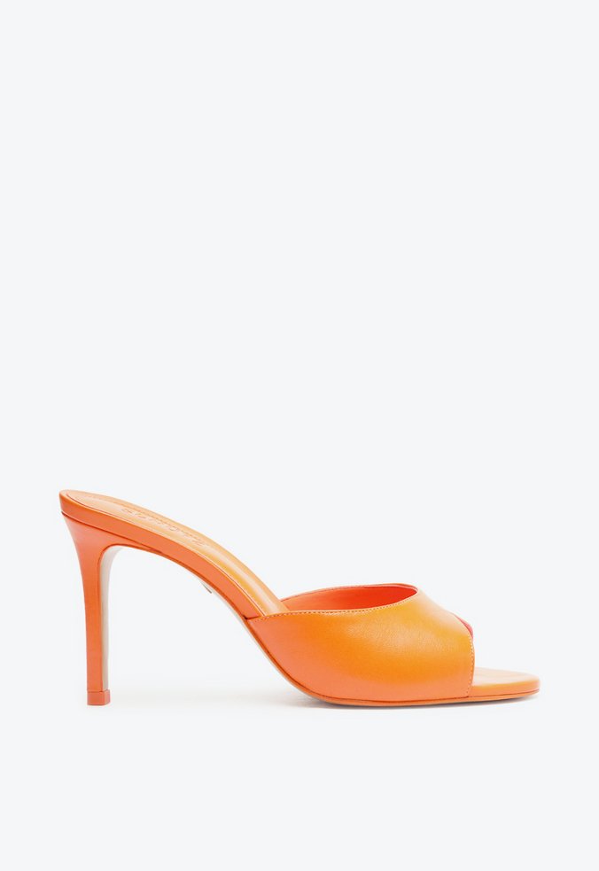 Sapato Mule New Basics Couro Laranja