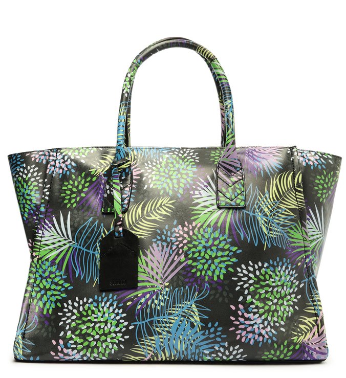 Bolsa Shopping Grande Agnes Couro Estampa Verde
