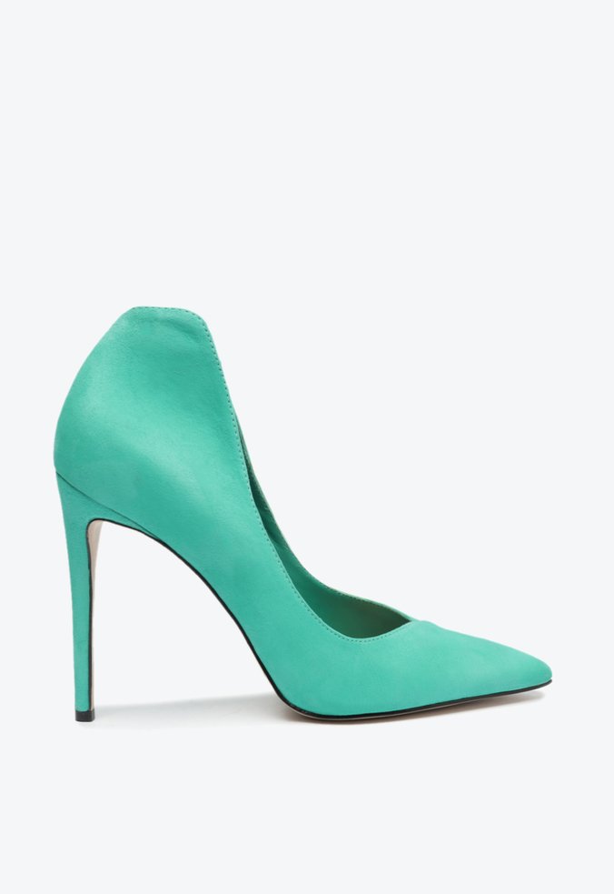 Sapato Scarpin Salto Alto Arlete Camurça Verde