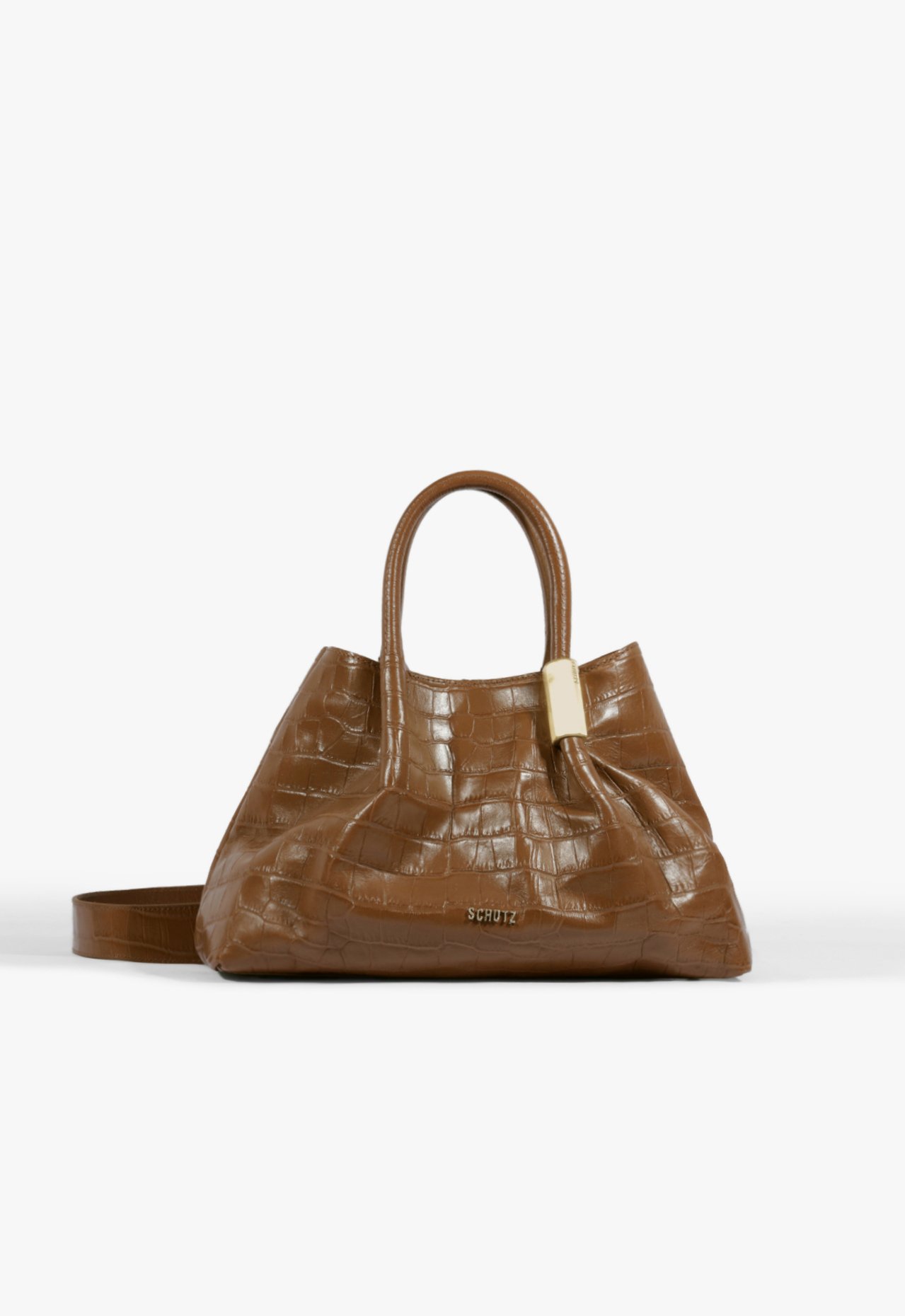 Bolsa Tote Couro Croco Caramelo | Schutz