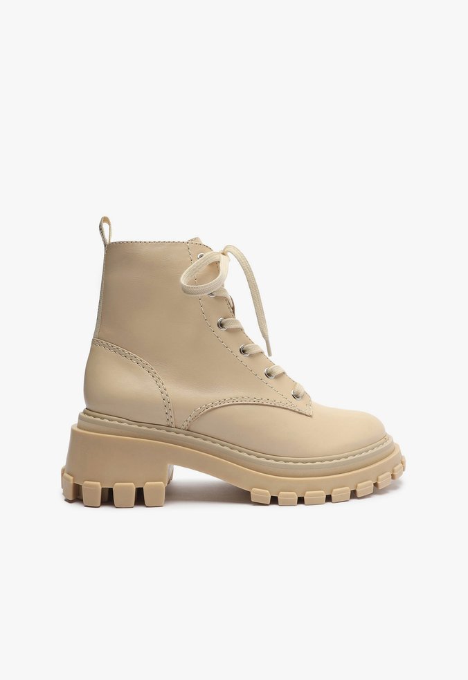 Bota Coturno Tratorado Couro Branco