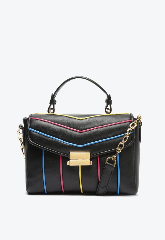 Bolsa Tote Média Becky Couro Preta Colorida