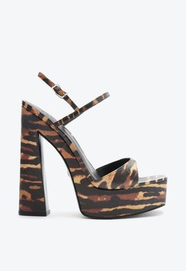 Sandália New Wedge Couro Onça
