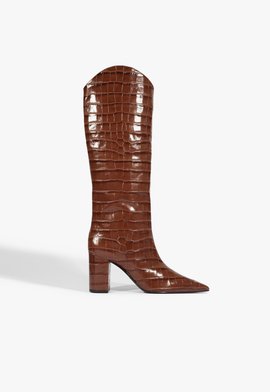 Bota Maryana Block  Croco Couro Marrom