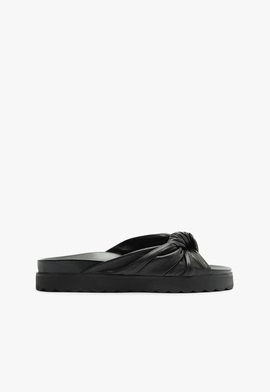 Sandália Papete Nó Couro Preta