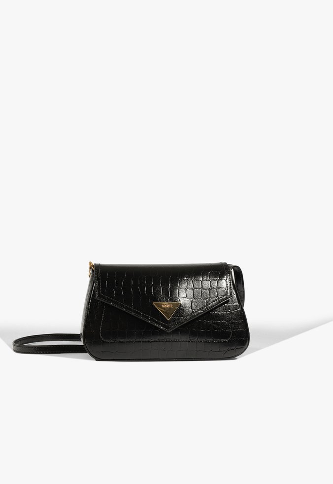 Bolsa Tiracolo Liese Pequena Croco Preto