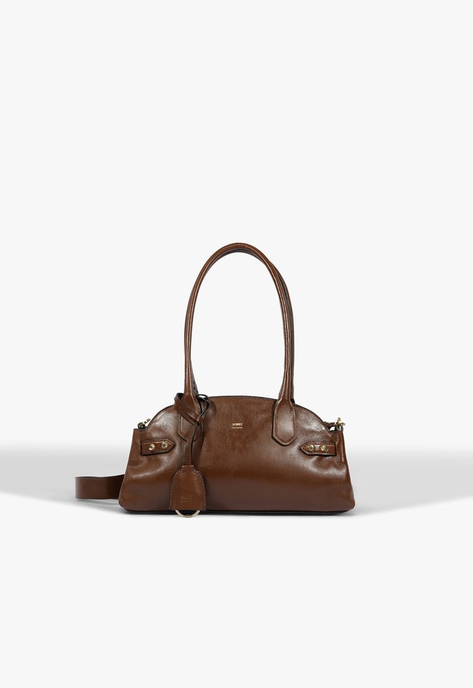 Bolsa Baguete Tote Broadway Pequena Couro Marrom