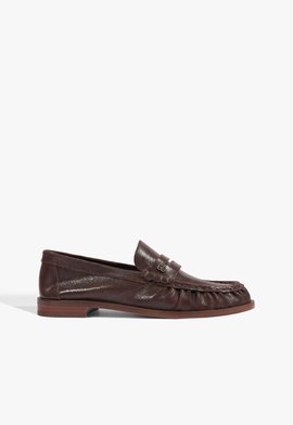 Mocassim Tyche Couro Marrom Escuro