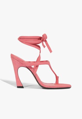 Sandália Salto Amarração Maisie Nobuck Pink