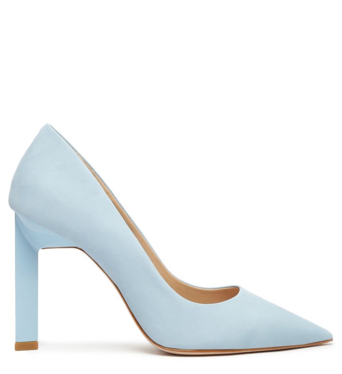 Sapato Scarpin Salto Alto Nobuck Azul Claro