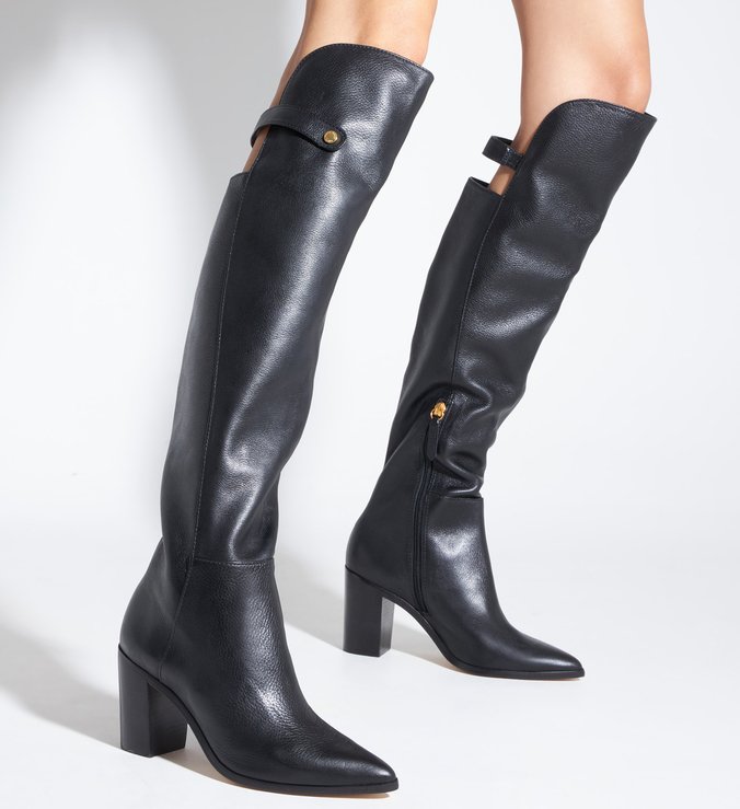 Bota Cano Longo Salto Couro Preta Bota Cano Longo Salto Couro Preta