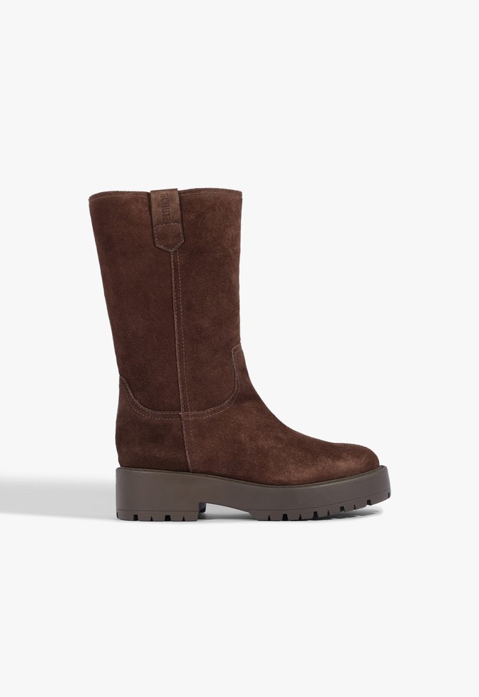 Bota Cano Alto Couro Marrom
