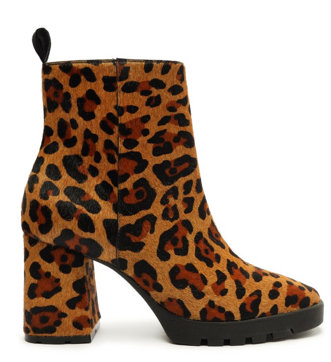 Bota Cano Baixo Salto Bloco Animal Print