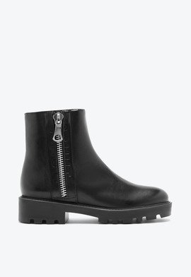 Bota Salto Bloco Couro Preta