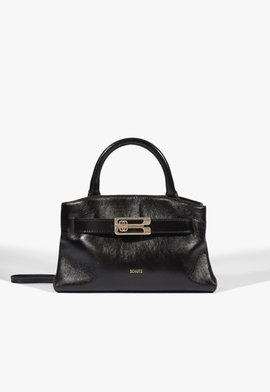 Bolsa Hobo Média Heather Couro Preta