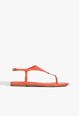 Sandália Rasteira Kate Couro Laranja