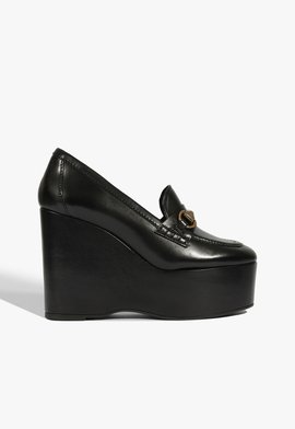 Mocassim Plataforma Angel Couro Preto