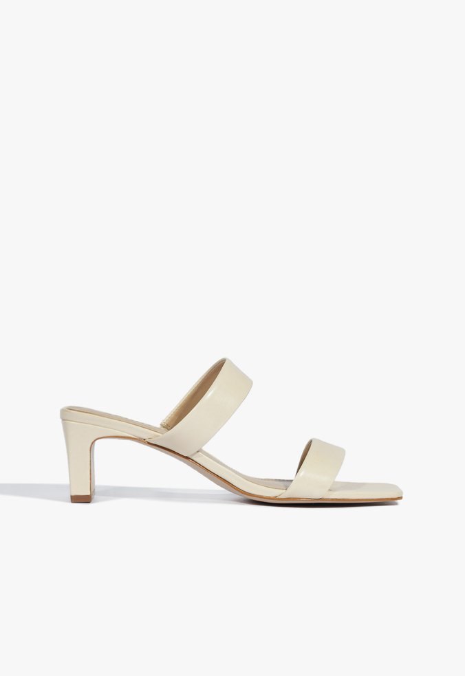 Sandália Mule Salto Couro Nude