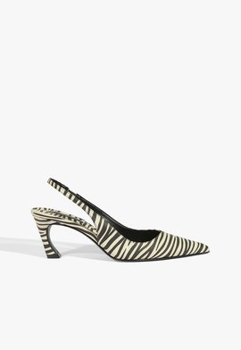 Slingback Lexi Mid Couro Zebra Preto