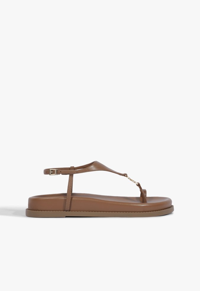 Sandália Papete Kate Couro Marrom Clara