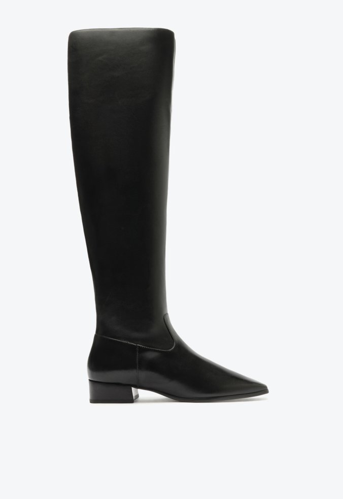 Bota Helena Over The Knee Couro Preta