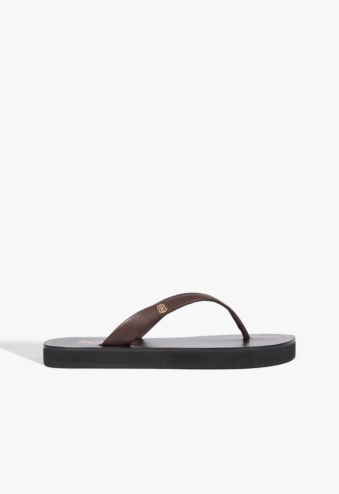 Sandália Flatform Bico Redondo Couro Marrom