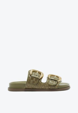 Papete Casual Flats Couro Verde