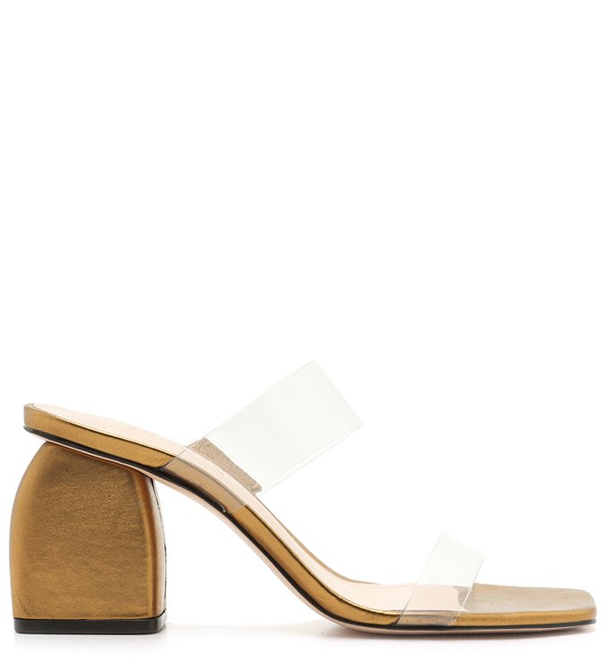 Sandália Mule Chunky Vinil Bronze