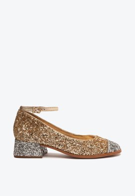 Sapato Boneca Dorothy Brilho Dourado