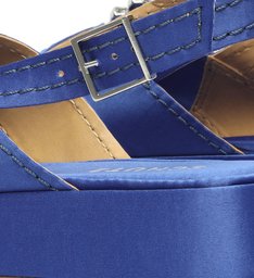 Sandália Papete Flatform Cetim Azul