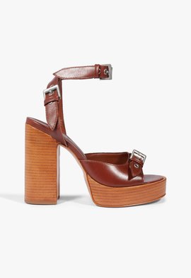 Sandália Couro Fivela Marrom