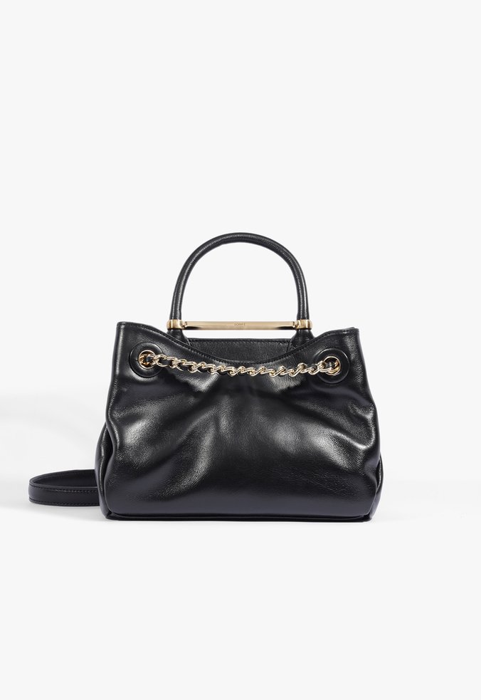 Bolsa Mini Tote Crush Couro Preta