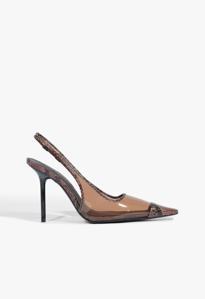 Scarpin Slingback Bico Quadrado Marrom