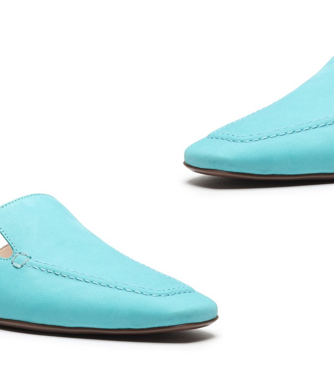 Flat Mule Comfy Suede Acqua Flat Mule Comfy Suede Acqua