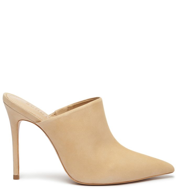 Sapato Mule Salto Nobuck Bege Sapato Mule Salto Nobuck Bege