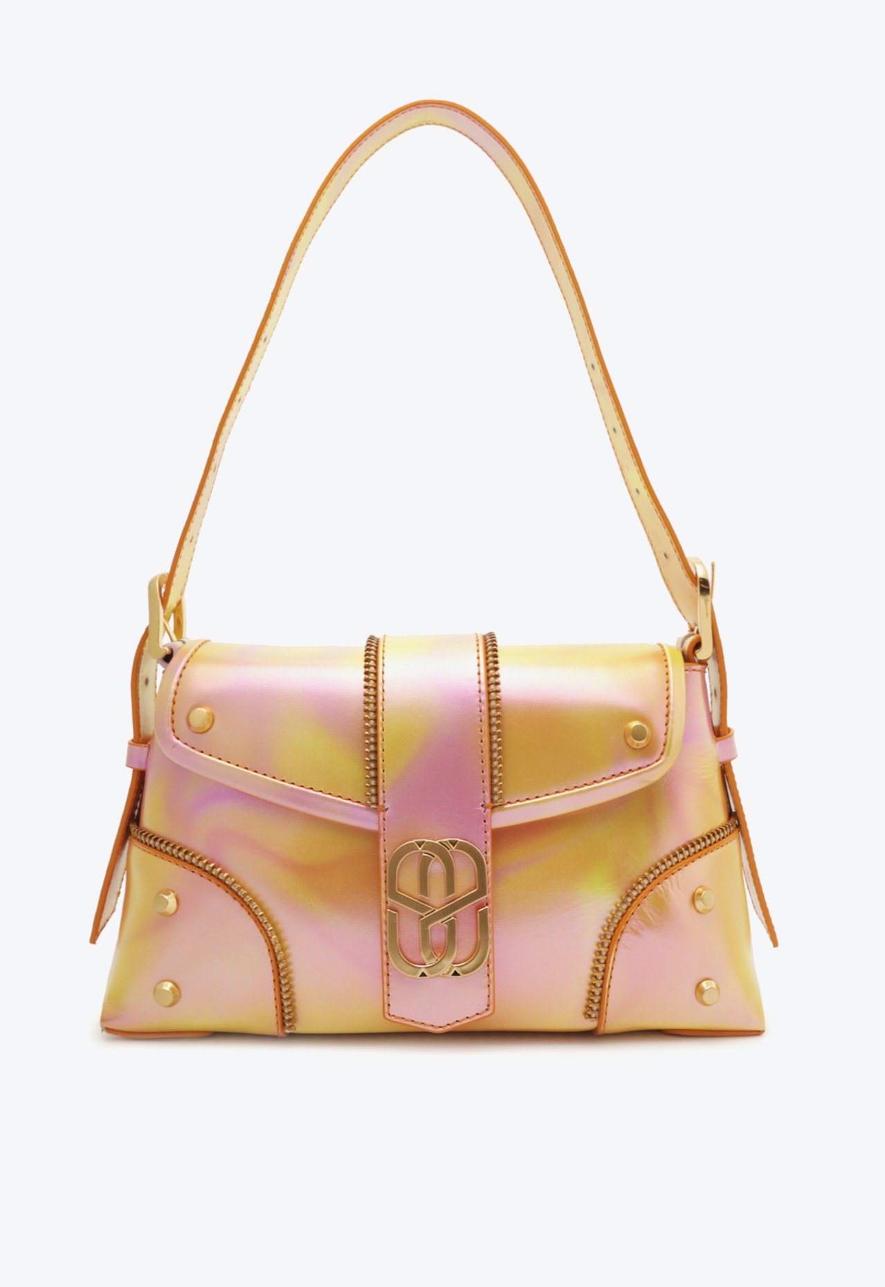 イクシュス ジュドー 55S Bolsa Shoulder Joss Couro Rosa e Dourada | Schutz