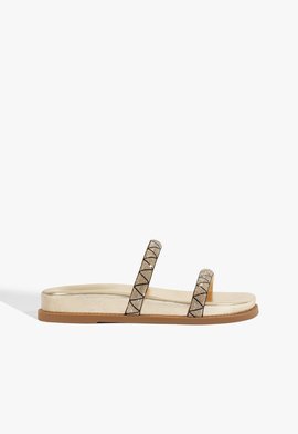 Sandália Papete Metalizada Dourada