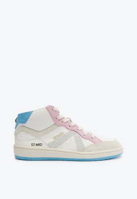 Tênis Cano Alto ST Mid Couro Camurça Branco Rosa